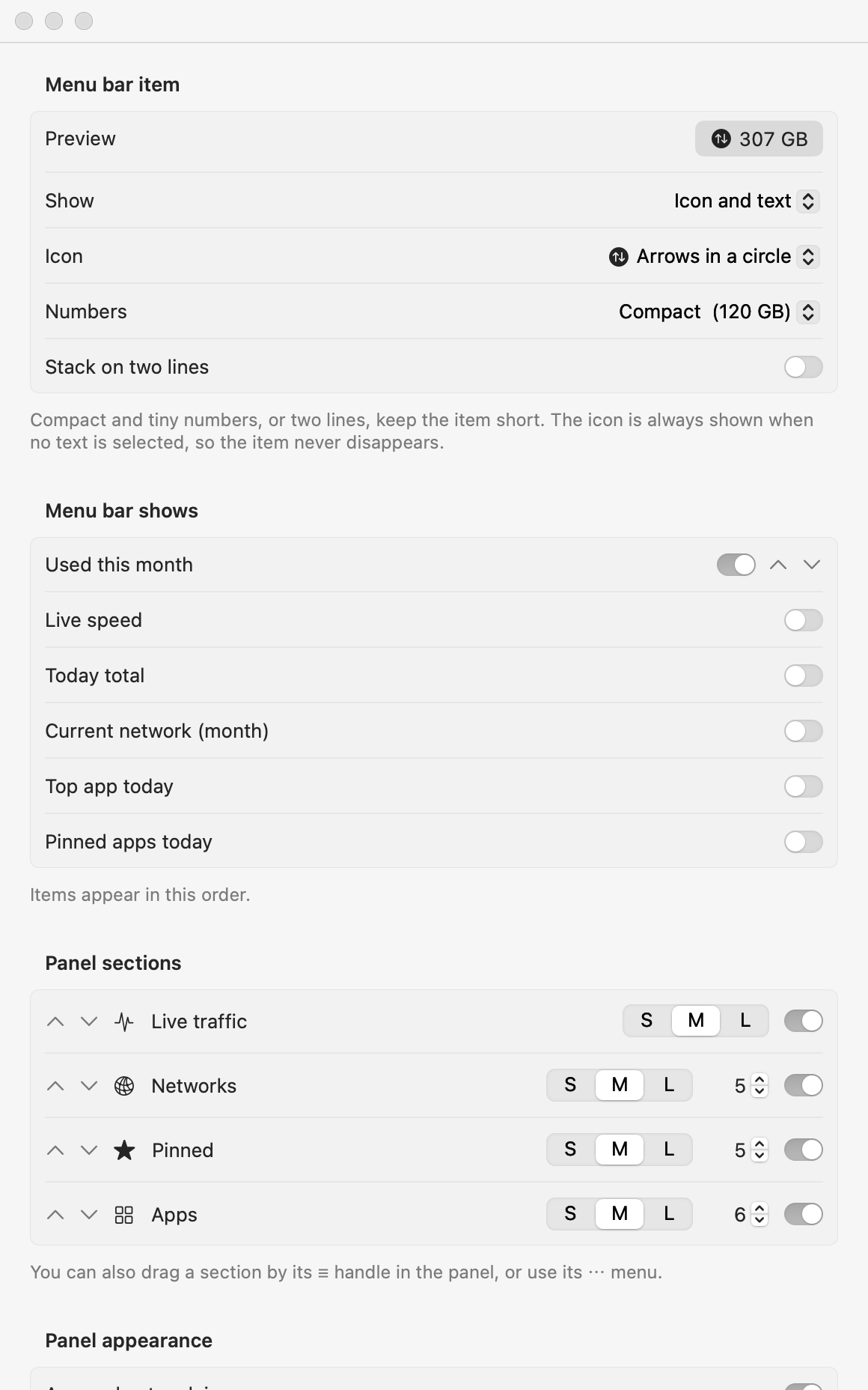 Menu Bar Settings